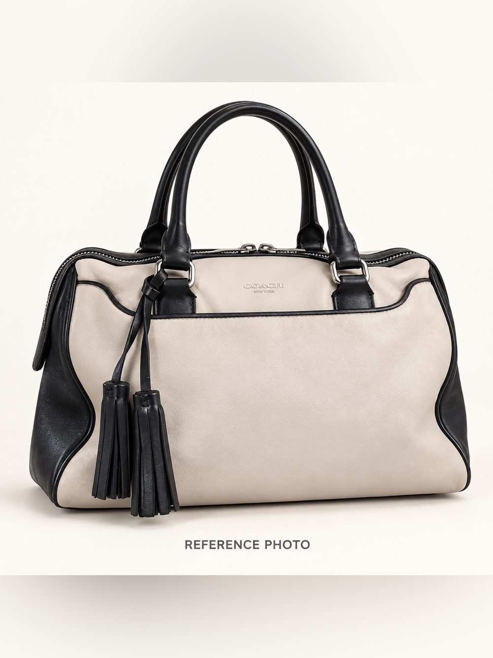 Coach Legacy Haley 25807 Two-Tone Leather Satchel Black Cream